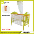 2015 NEW China Manufacturer Steel Frame in imitation of wooden Baby Crib with Mosquito net Folding without tools